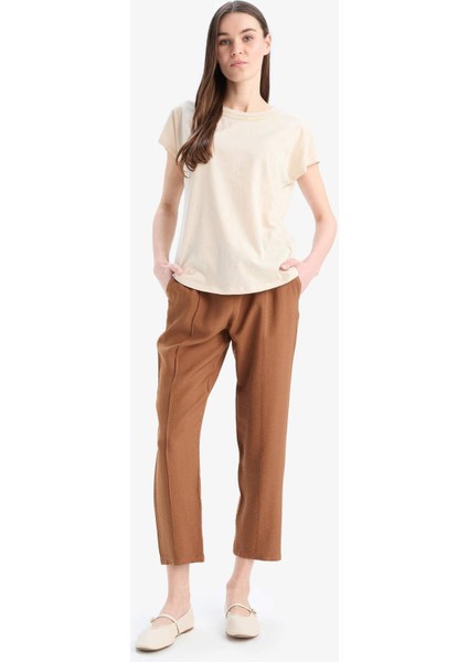 Lastikli Bel Bağcıklı Basic Düz Paça Jogger Pantolon D2573AX25SP