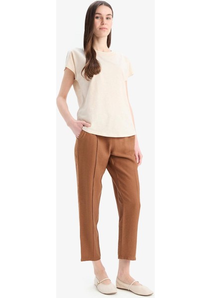 Lastikli Bel Bağcıklı Basic Düz Paça Jogger Pantolon D2573AX25SP