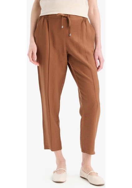 Lastikli Bel Bağcıklı Basic Düz Paça Jogger Pantolon D2573AX25SP