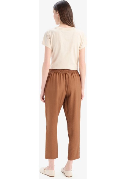 Lastikli Bel Bağcıklı Basic Düz Paça Jogger Pantolon D2573AX25SP