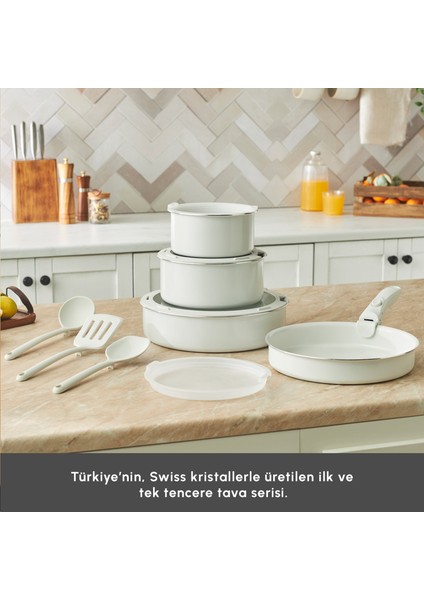 x Refika Swiss Crystal Easy Clip Indüksiyon Tabanlı 12 Parça Tencere Seti Pure White modelleri