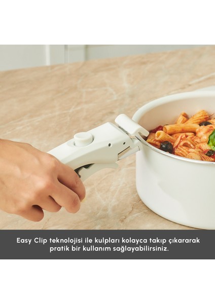 x Refika Swiss Crystal Easy Clip Indüksiyon Tabanlı 12 Parça Tencere Seti Pure White