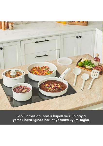 x Refika Swiss Crystal Easy Clip Indüksiyon Tabanlı 12 Parça Tencere Seti Pure White