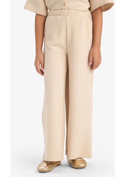 Kız Çocuk Beli Lastikli Wide Leg Geniş Bol Paça Bürümcük Pantolon E1103A825SP
