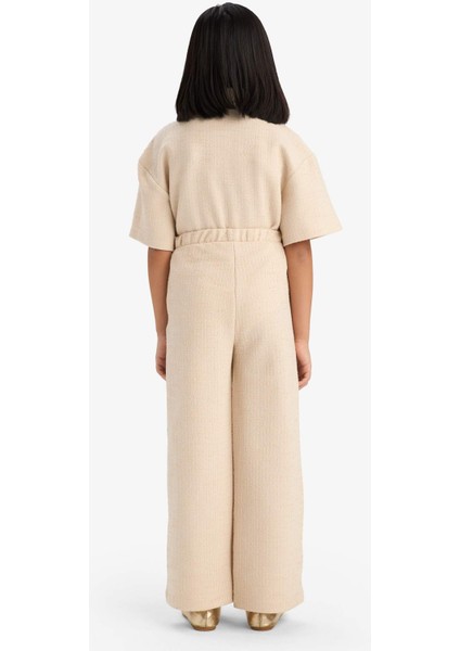 Kız Çocuk Beli Lastikli Wide Leg Geniş Bol Paça Bürümcük Pantolon E1103A825SP