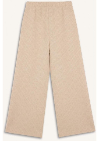 Kız Çocuk Beli Lastikli Wide Leg Geniş Bol Paça Bürümcük Pantolon E1103A825SP