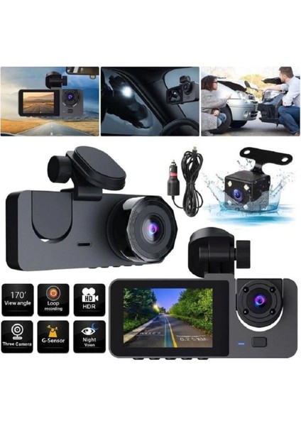 çınar ticaret üç kameralı ön ıç arka araç ıçi kamera wifi viidure app mpıa cc38 64gb