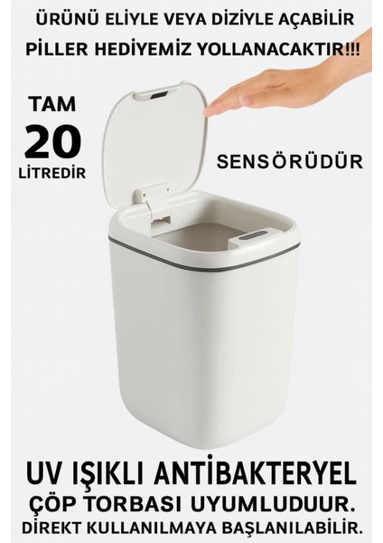 çınar ticaret teknolojik çöp kutusu otomatik aç kapat sensörlü mutfak banyo ev ofis piller dahildir