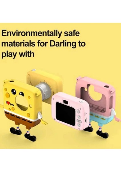 çınar ticaret sünger bob tasarımlı yeni nesil çocuk dijital mini fotoğraf makinesi çift kamera fiyatları