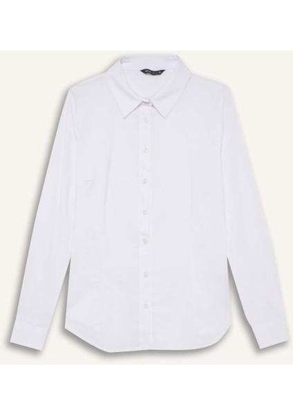 Regular Fit Basic Düz Bengalin Uzun Kollu Gömlek I5278AZ25SP