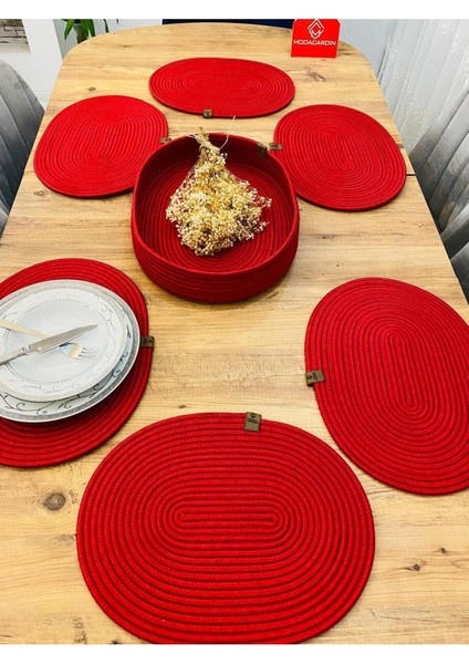 Jüt Hasır Amerikan Servis Oval Supla ve Sepet 7 Li