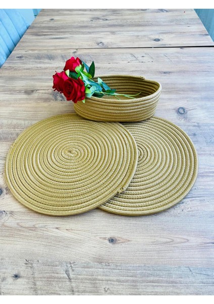 Jüt Hasır Amerikan Servis Supla ve Sepet 3 Parça