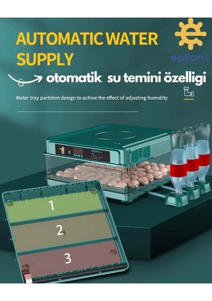 çınar ticaret kuluçka makinesi epo-130my extra hediyeli 130 yumutalık yedek motorlu ıncubator