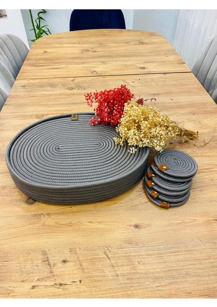 Jüt Hasır Amerikan Servis Oval Supla Bardak Altı ve Sepet 13 Parça indirimleri