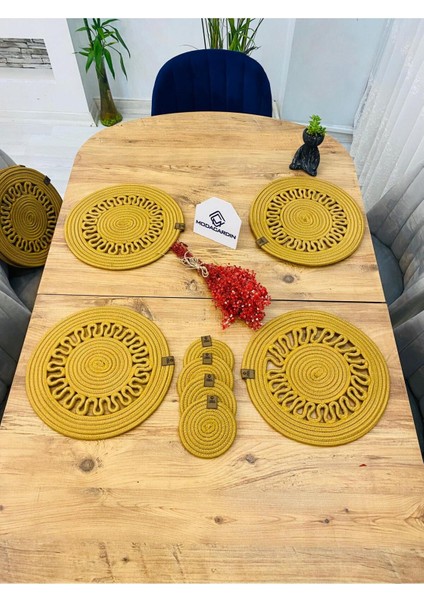 Jüt Hasır Amerikan Servis Supla ve Bardak Altı 8 Parça fiyatları