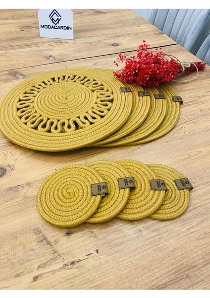 Jüt Hasır Amerikan Servis Supla ve Bardak Altı 8 Parça fırsatları