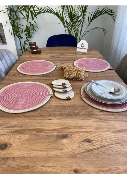 Jüt Hasır Amerikan Servis Supla ve Bardak Altı 8 Parça