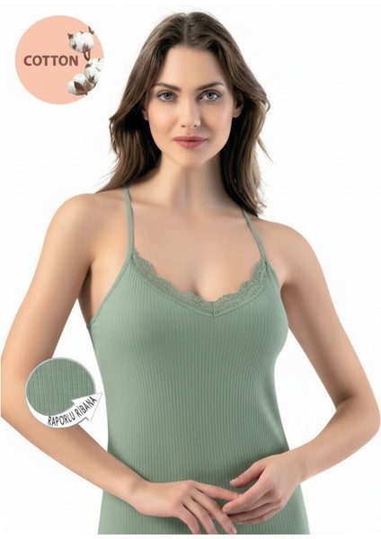 Kadın Pamuklu Ip Askılı Dantel Detaylı Esnek Atlet – Yumuşak Casual Iç Giyim