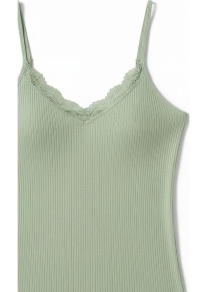 Kadın Pamuklu Ip Askılı Dantel Detaylı Esnek Atlet – Yumuşak Casual Iç Giyim indirimleri