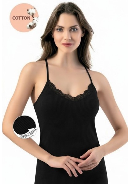 Kadın Pamuklu Ip Askılı Dantel Detaylı Esnek Atlet – Yumuşak Casual Iç Giyim