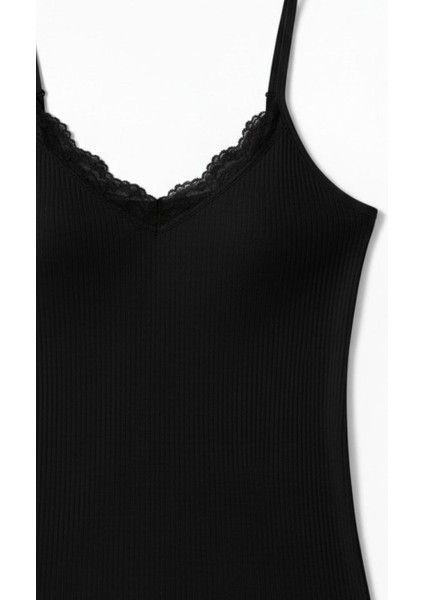 Kadın Pamuklu Ip Askılı Dantel Detaylı Esnek Atlet – Yumuşak Casual Iç Giyim fiyatları