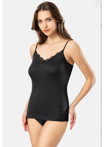 Kadın Pamuklu Ip Askılı Dantel Detaylı Esnek Atlet – Yumuşak Casual Iç Giyim modelleri