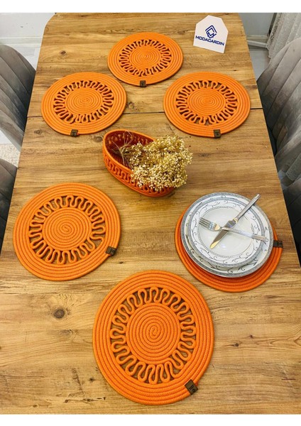 Jüt Hasır Amerikan Servis Supla ve Sepet 7 Parça