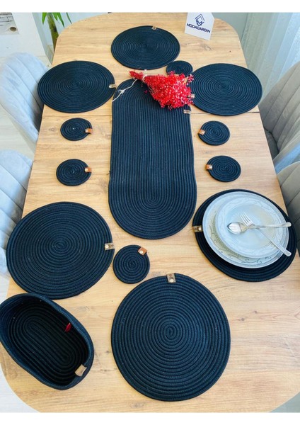 Jüt Hasır Amerikan Servis Supla Runner Sepet ve Bardaklık 14 Lü fiyatları