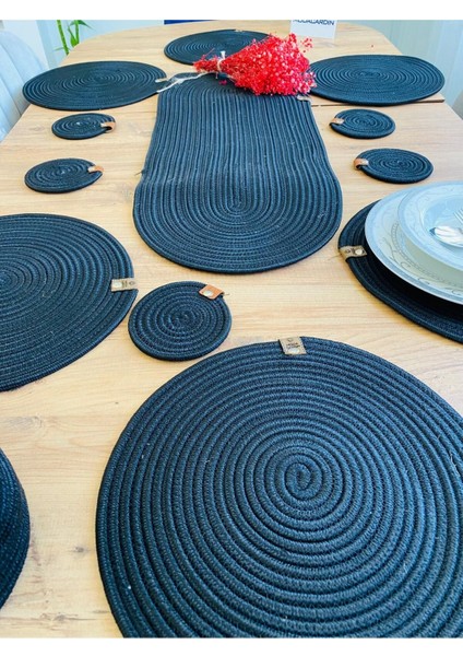 Jüt Hasır Amerikan Servis Supla Runner Sepet ve Bardaklık 14 Lü modelleri