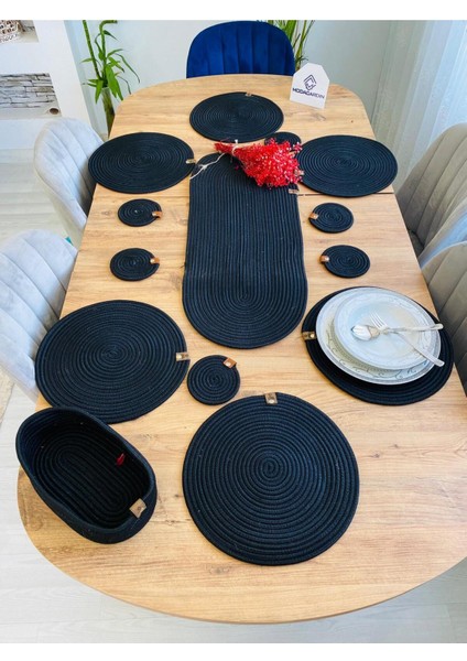 Jüt Hasır Amerikan Servis Supla Runner Sepet ve Bardaklık 14 Lü fırsatları