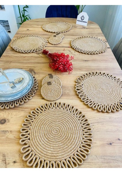 Jüt Hasır Amerikan Servis Supla ve Bardak Altı 12 Parça fiyatları