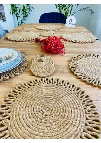 Jüt Hasır Amerikan Servis Supla ve Bardak Altı 12 Parça modelleri