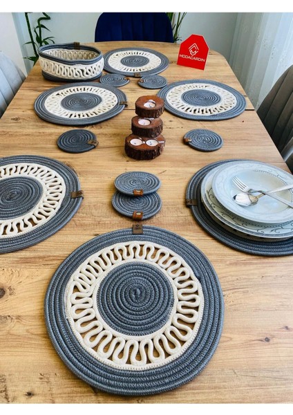 Jüt Hasır Amerikan Servis Supla Bardak Altı ve Sepet 13 Parça fiyatları