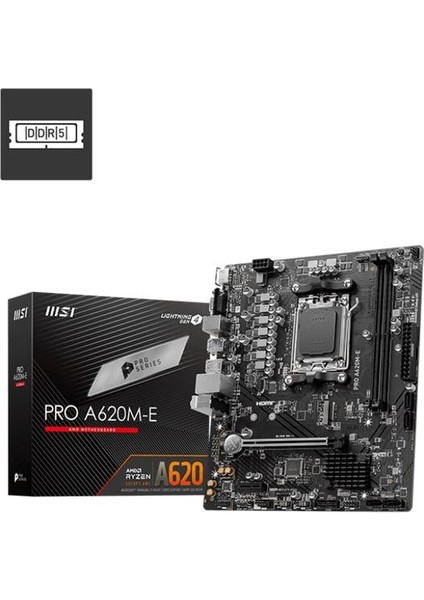 çınar ticaret msı pro a620m-e ddr5 6800mhz 1xvga 1xhdmı 1xm.2 usb 3.2 matx am5 (amd am5 9000/8000/7000 serileri ıle uyumlu)