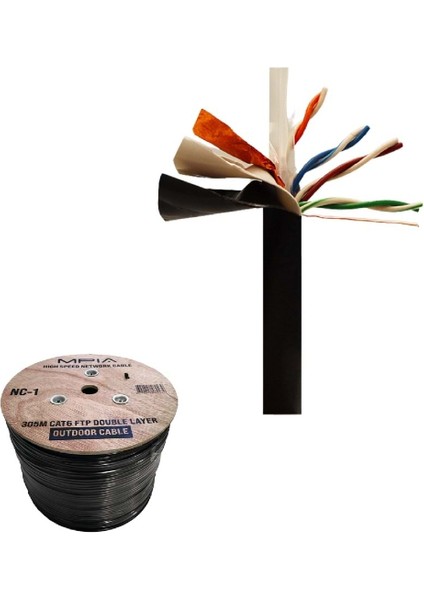 çınar ticaret 305 metre / 0.57mm cat6 ftp çift katmanlı dış ortam ınternet kablosu