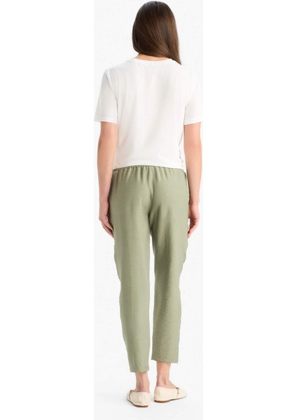 Lastikli Bel Bağcıklı Basic Düz Paça Jogger Pantolon D2573AX25SP