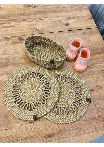 Jüt Hasır Amerikan Servis Supla ve Sepet 3 Parça fiyatları