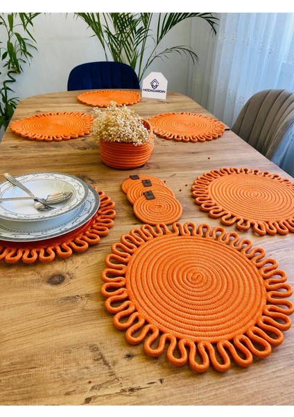 Jüt Hasır Amerikan Servis Supla Bardak Altı ve Sepet 13 Parça modelleri