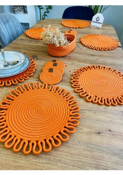 Jüt Hasır Amerikan Servis Supla Bardak Altı ve Sepet 13 Parça fırsatları