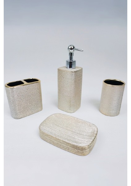 Gold Porselen Sabunluk Banyo Seti