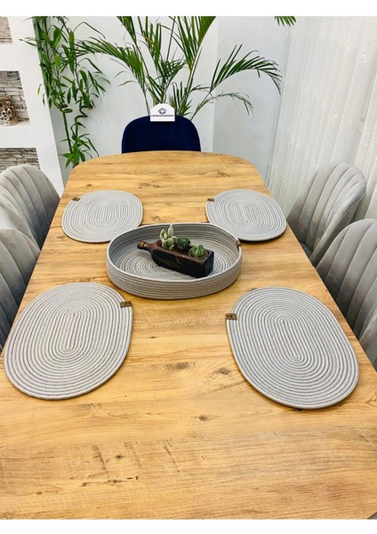 Jüt Hasır Amerikan Servis Oval Supla ve Sepet 5 Li