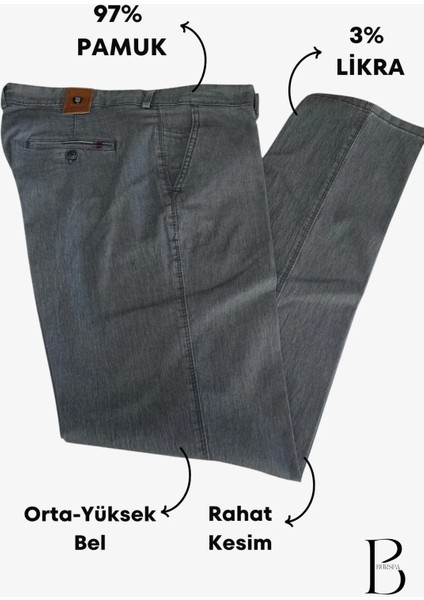 Rahat Kesim Klasik Likralı Pamuklu Erkek Baba Füme Keten Pantolon fırsatları
