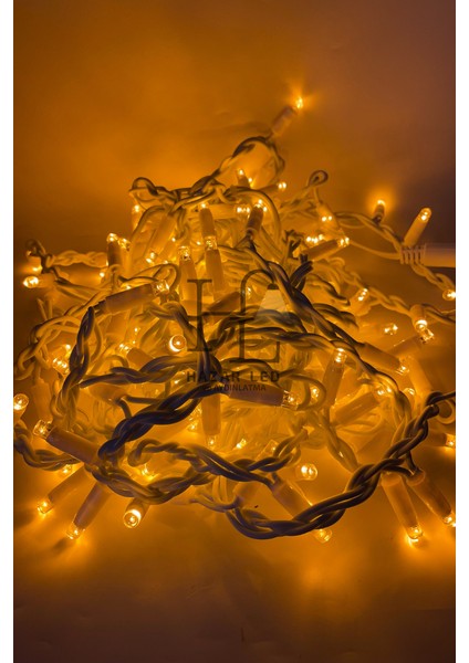 2 Metre Saçak LED 144 Ledli 16 Saçaklı Eklenebilir IP65 Dış Mekan Sarı (Amber) Dekoratif LED Işık Yılbaşı Süsü indirimleri