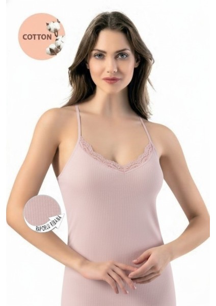 Kadın Pamuklu Ip Askılı Dantel Detaylı Esnek Atlet – Yumuşak Casual Iç Giyim