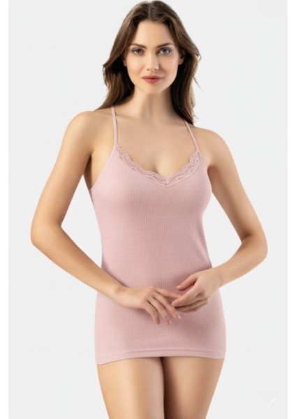 Kadın Pamuklu Ip Askılı Dantel Detaylı Esnek Atlet – Yumuşak Casual Iç Giyim modelleri