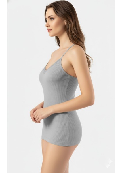 Kadın Pamuklu Ip Askılı Dantel Detaylı Esnek Atlet – Yumuşak Casual Iç Giyim modelleri