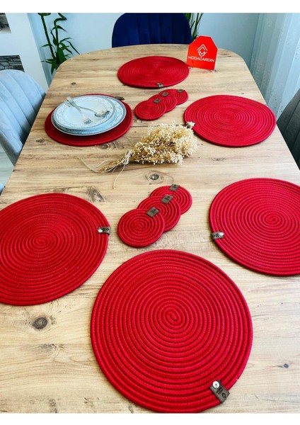 Jüt Hasır Amerikan Servis Supla ve Bardak Altı 12 Parça modelleri