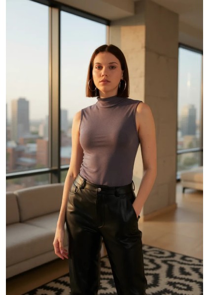 çınar ticaret kadın antrasit gri kolsuz balıkçı yaka basic bluz fırsatları