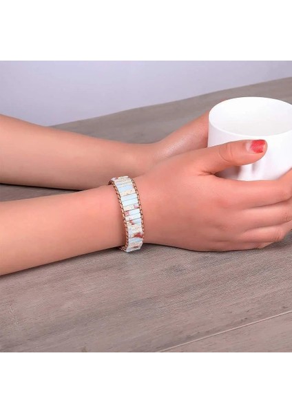 Doğal Amazonit Taşı Bileklik – El Yapımı Ayarlanabilir Deri Tasarım Papatya Düğmeli indirimleri