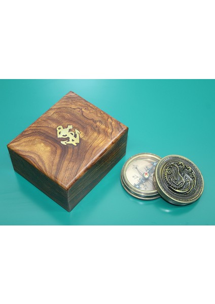 çınar ticaret ahşap kutulu pirinç pusula ejderha desenli